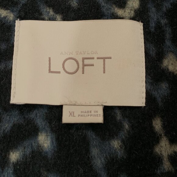 Ann Taylor LOFT Coat Women's Sz XL Mid Length Cheetah Animal Print Black Goth - Picture 13 of 15